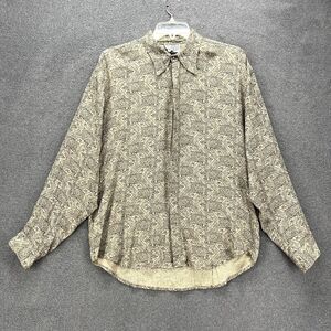 Vintage Button Up Shirt Medium Geometric long Sleeve Retro Preppy Loose Casanova